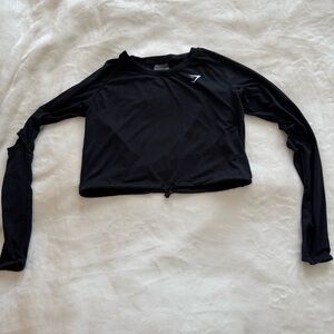 Gymshark Black Long-Sleeve Cropped Drawcord Training Top